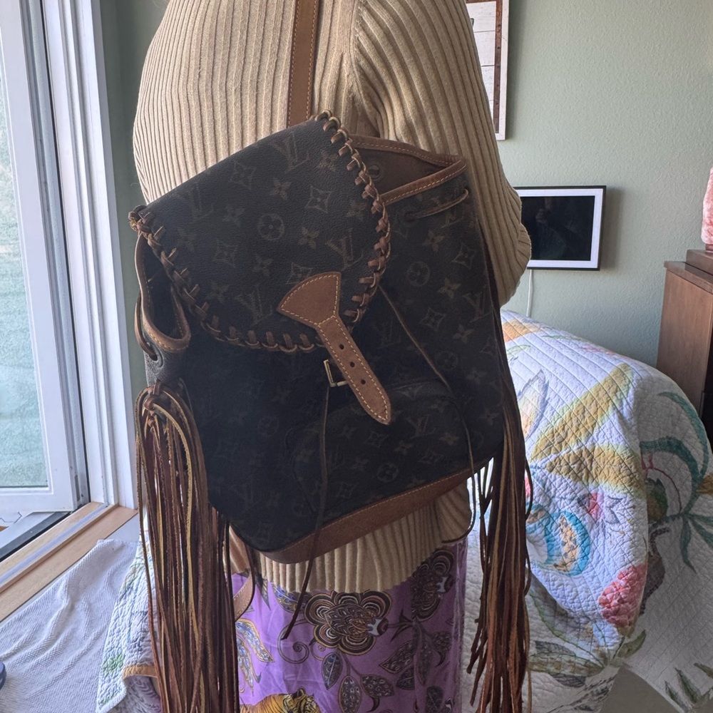 Louis Vuitton Brown and Tan backpack with Fringe by Vintage Boho Bags - Picture 11 of 12